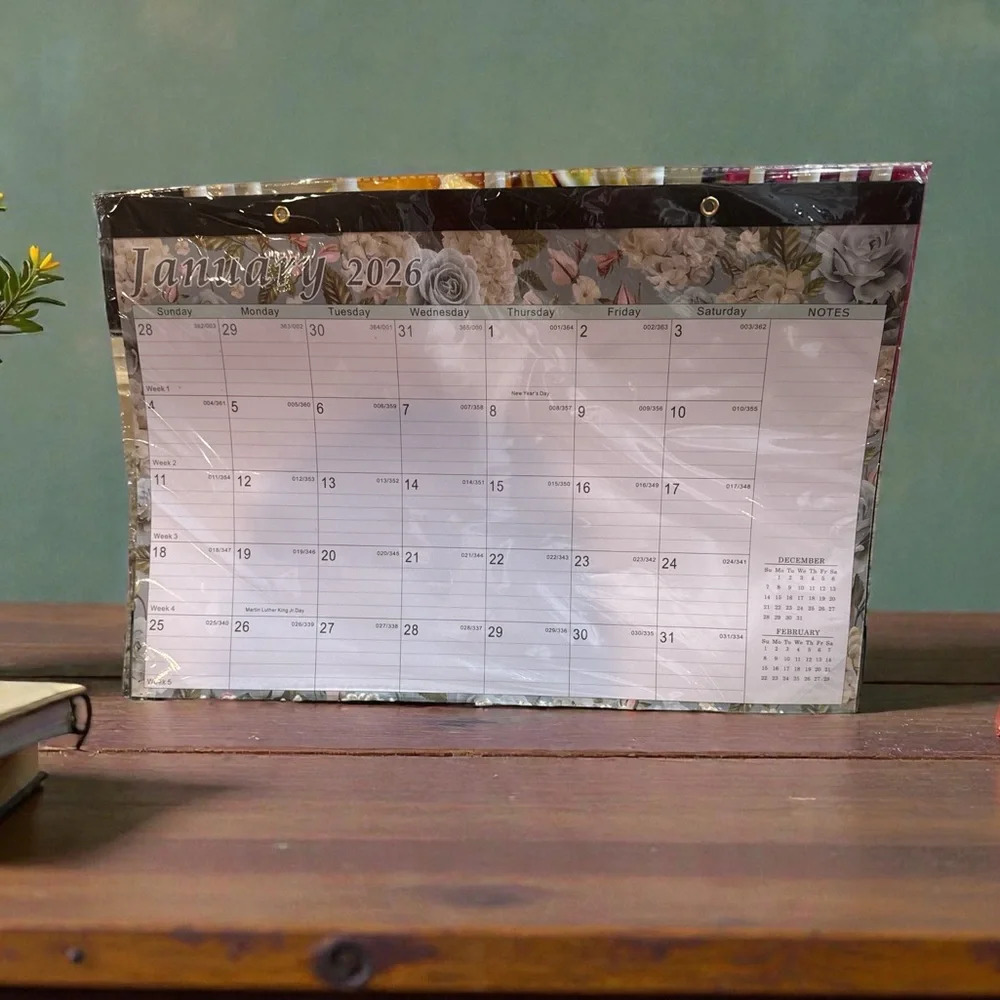 Floral Desk Calendar 2026-2027 18 Months